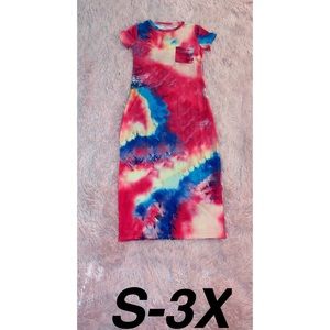 TYE DYE SHIRT DRESS WITH SPLITS ON BOTH SIDES